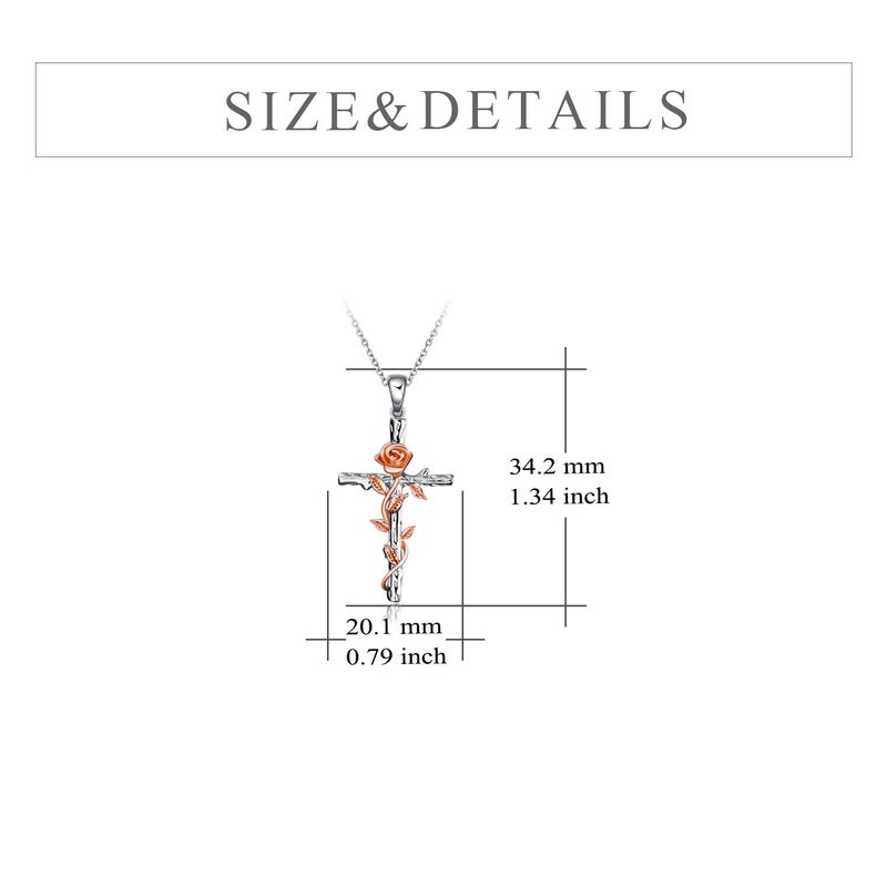 LUHE Women Cross Necklace Sterling Silver Rose/Daisy Flower Religious Cross Pendant Necklace Jewelry Gifts - Image 5